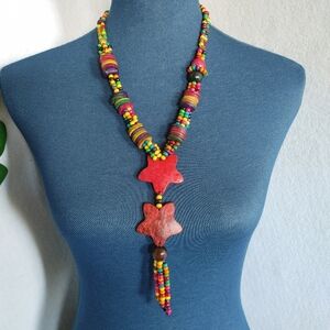 Colorful Wood Bead Necklace Set